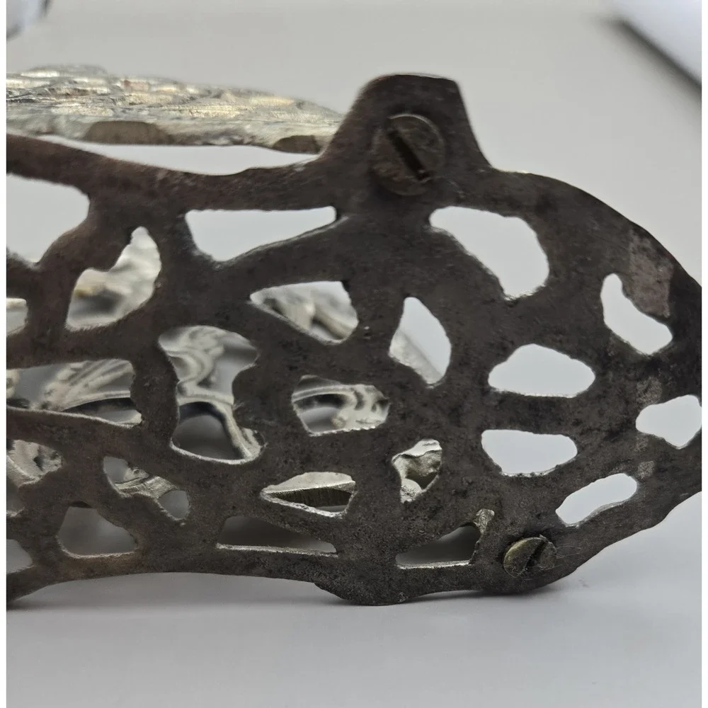 Vintage Metal Letter Holder Art Nouveau Natural Patina  Ornate Scroll‎ Work